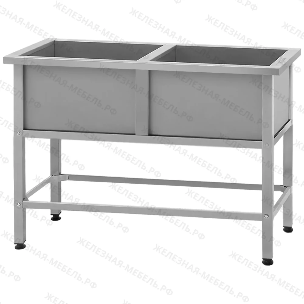 Ванна моечная ВМСн 630/2  2 м/о 530х530х350 (полка 2 отв. борт; ножка проф. тр. 40х40)