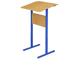 Стол-конторка для работы стоя 2-4 г/р для школьника, наклон 10° с полкой СТС2-СН.Б (бук "Бавария", м/к синий, квадратная труба)