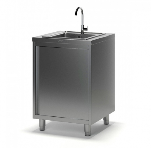 Ванна моечная ТМ-1 с тумбой (600х600х870), мойка цельн. вварная 400х400х250, отверстие под смеситель по центру