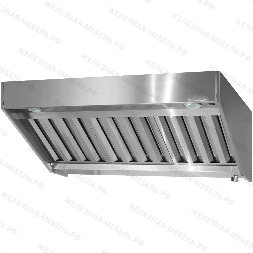 Зонт приточно-вытяжной полуоткрытый ЗППн 400х800х1000 «Norma Inox» пристенный (к-т светильников)