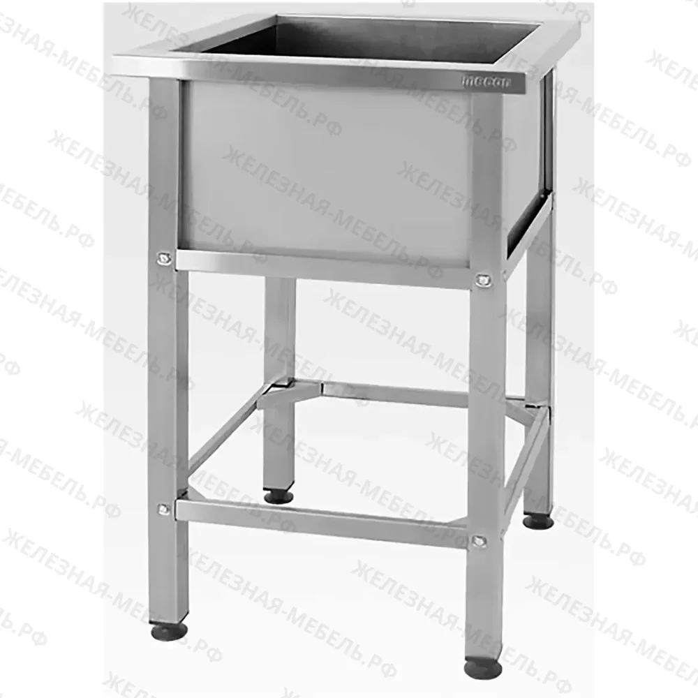 Ванна моечная ВМСн 800  1 м/о 700х700х400 (полка с отв. борт; ножка проф. тр. 40х40)