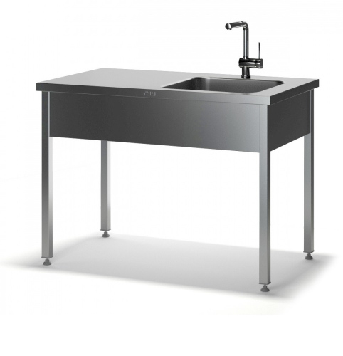 Моечная ванна со столом МС-П 1 (1200х600х870), мойка цельн. накладная 400х500х140, отверстие под смеситель сбоку
