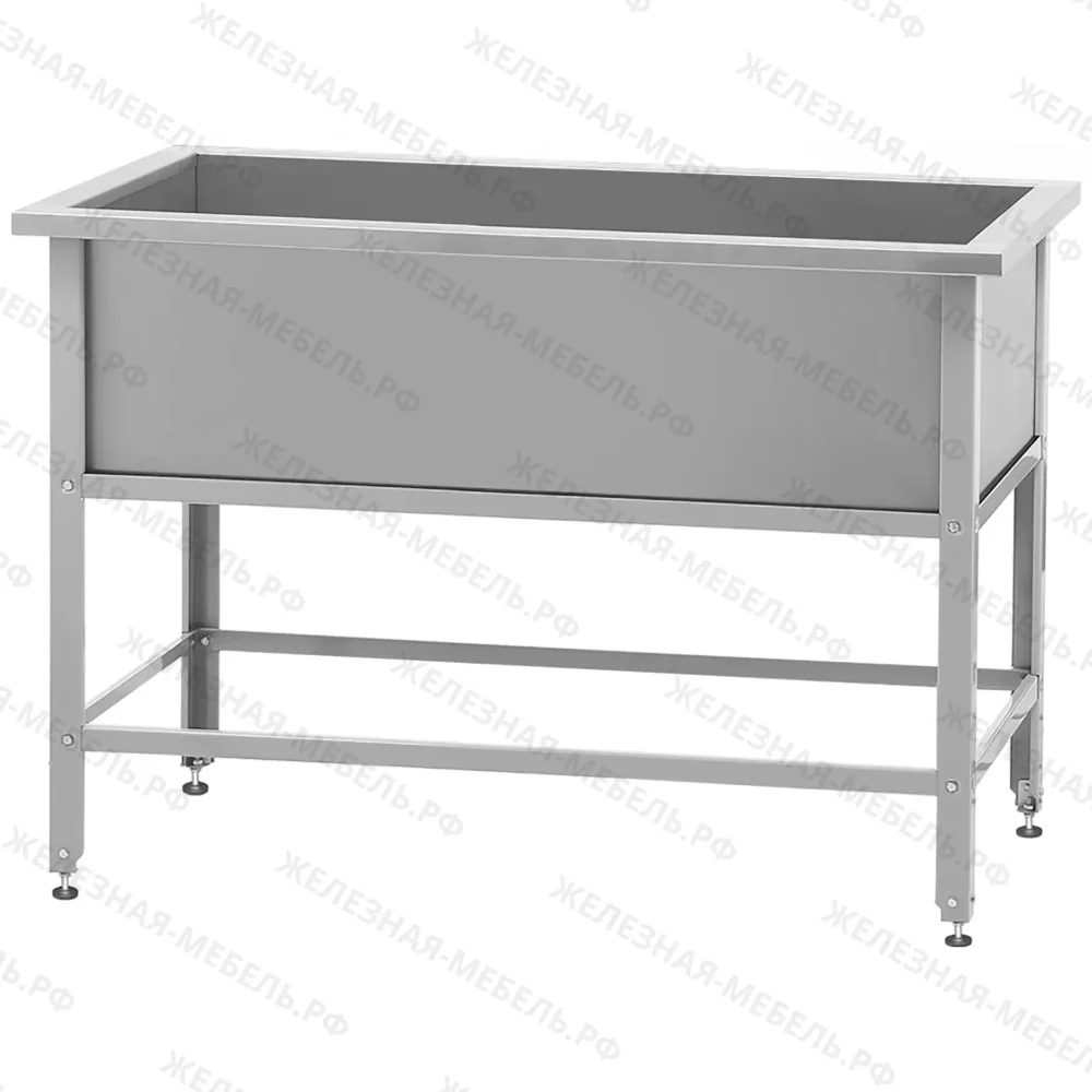 Ванна моечная ВМСн 1210  1 м/о 1110х530х350 (полка с отв., борт; ножка угл.)