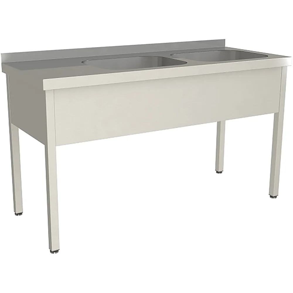 Ванна моечная двухсекционная цельнотянутая с бортом ВМЦ-2/15/6-БП