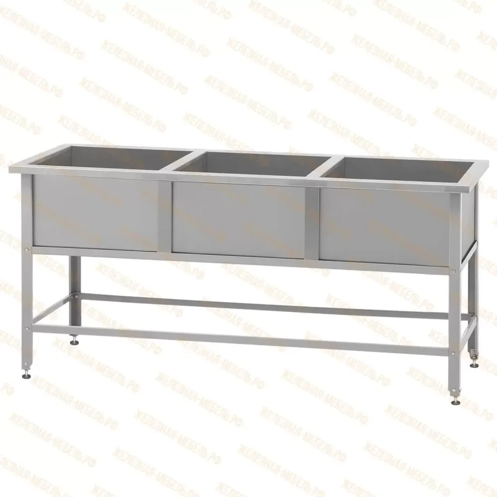 Ванна моечная ВМСн 630/3 (860х1790х630)  3 м/о 350х530х530 (ножка угловая)