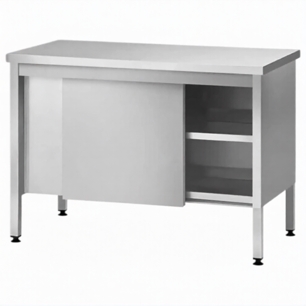 Стол производственный закрытый СПЗп 860х1000х600 «Profi Ral», двери-купе, полка сплошная