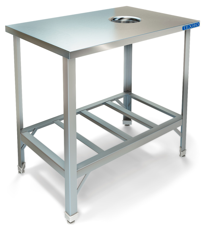 Стол островной для сбора отходов ТЕХНО-ТТ СПС-111/600 краш (отверстие в центре)