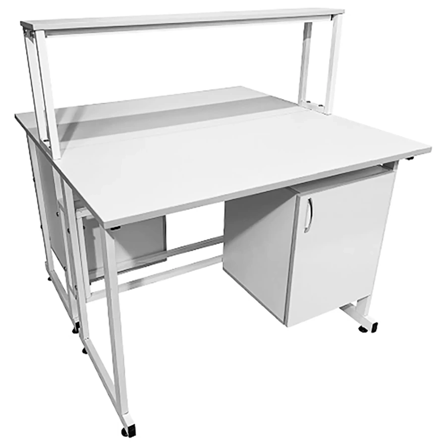 Стол лабораторный островной с надстройкой Сло 22.008 (белый)