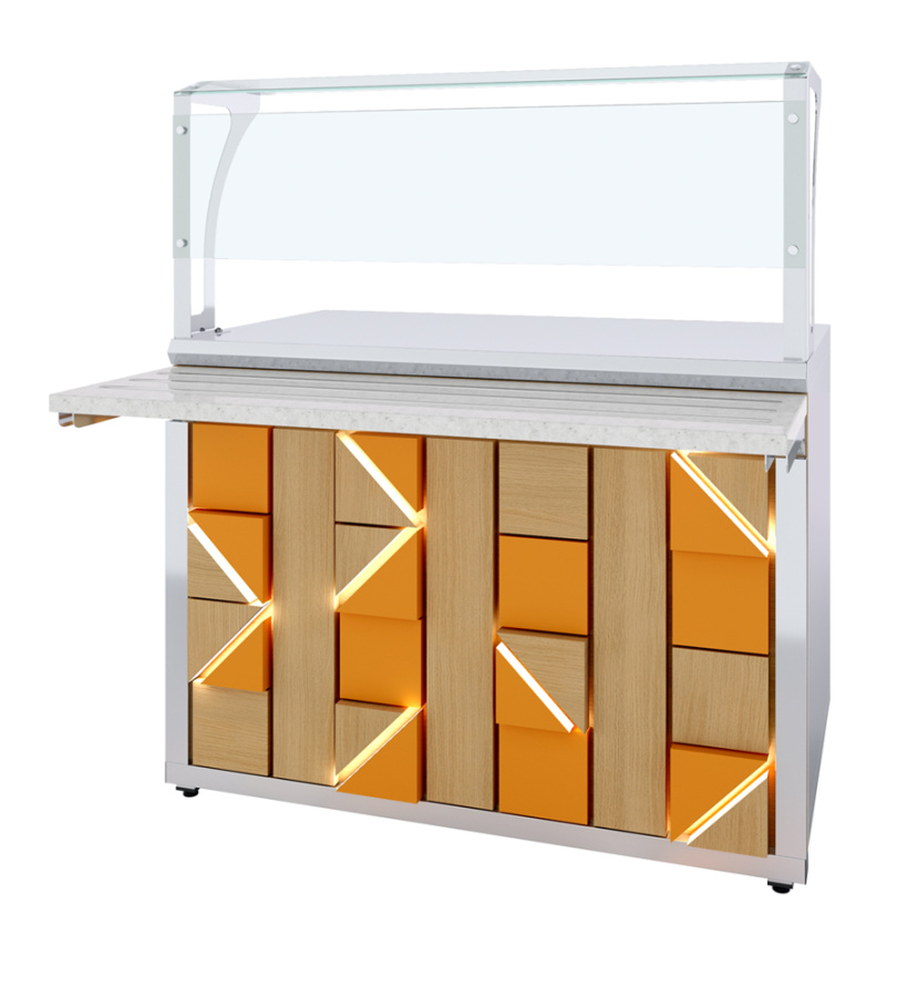 Прилавок нейтральный с верхней полкой Luxstahl ПНП -1200 Premium