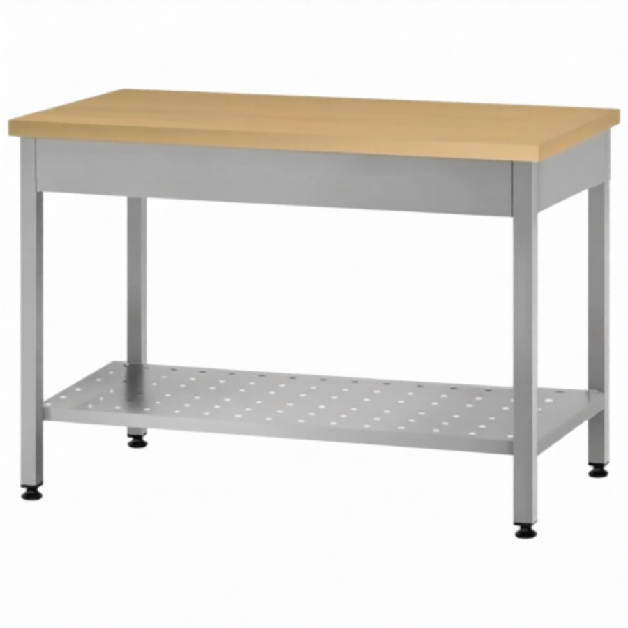 Стол кондитерский СПРп 860х1200х700 «Profi Ral», бук/40 (полка перфорация)