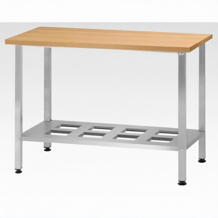 Стол кондитерский СПРн 860х1200х700 «Norma Ral» бук/40 (полка-решетка; ножка проф., тр. 40)