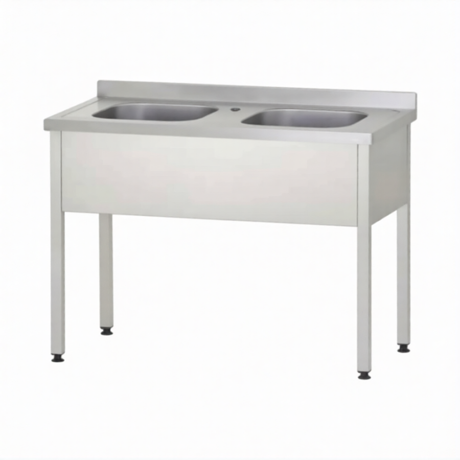 Ванна моечная ВМЦп 860х1500х700  2 м/о 300х500х500, борт, отв. д/смесит.