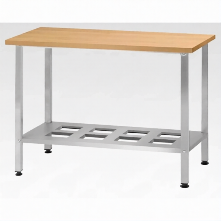 Стол кондитерский СПРн 860х1200х700 «Norma Ral» бук/40 (полка-решетка; ножка проф., тр. 40)