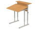 Стол с полкой и наклоном столешницы 0-35° школьный 1-местный 3-5 г/р регулируемый (бук, м/к серый, квадратная труба)
