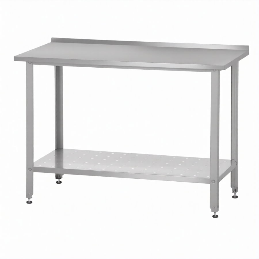 Стол производственный СПРб 860х800х600 «Base» с перфорированной полкой (с бортом)