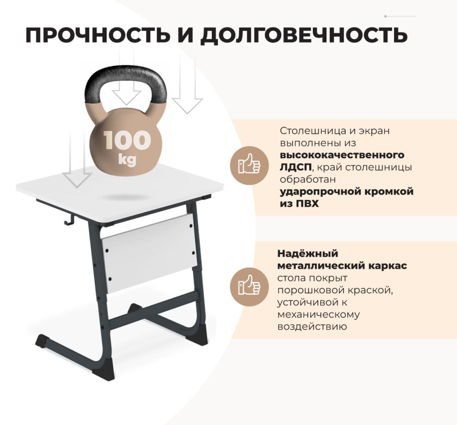 Cтол ученический береза/антрацит SHT-T-TN13/3-5
