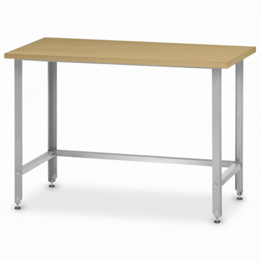 Стол кондитерский СПРн 860х1200х800 «Norma Ral» бук/40 (полка-обвязка разб.; ножка проф., тр. 40)