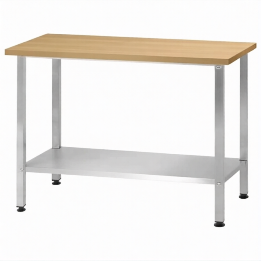 Стол кондитерский СПРн 860х1200х700 «Norma Inox» бук/40 (полка сплошная; ножка проф., тр. 40)