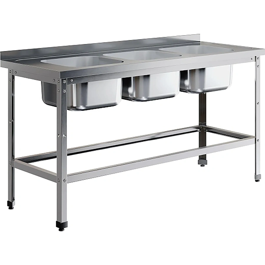 Ванна моечная трехсекционная цельнотянутая с бортом ВМЦ-3/16/6-БО-ЭН