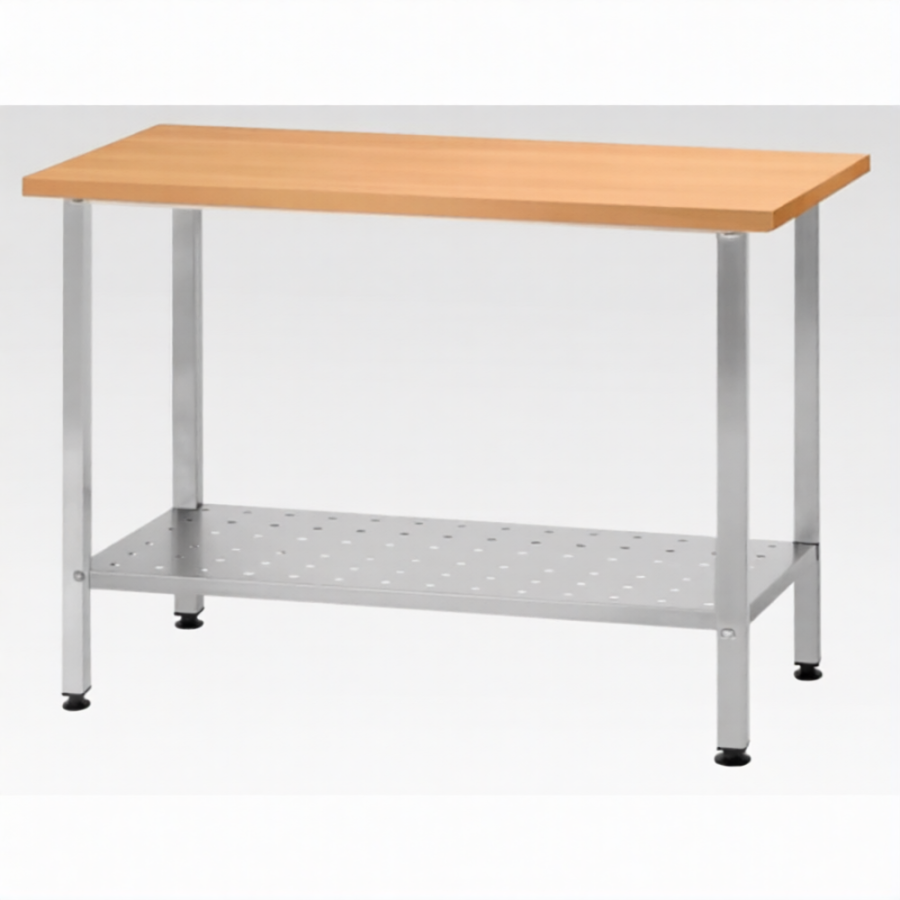 Стол кондитерский СПРн 860х1200х700 «Norma Inox» бук/40 (полка перф.; ножка проф., тр. 40)